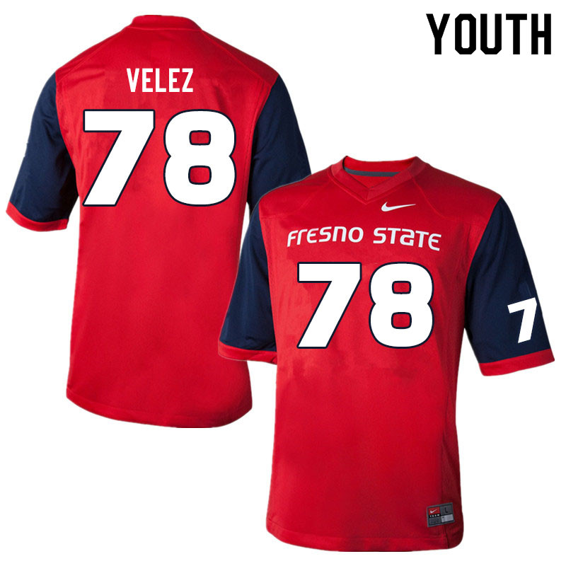 Youth #78 Osmar Velez Fresno State Bulldogs College Football Jerseys Sale-Red